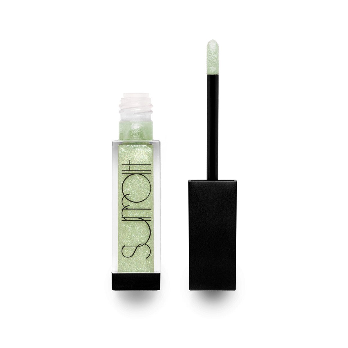 FAUX PAS - IRIDESCENT PALE GREEN WITH GOLD SHIMMER - color shifting pink lip gloss with glitter
