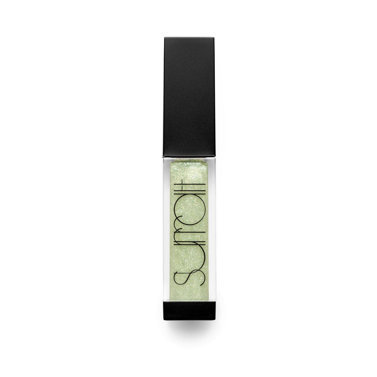 FAUX PAS - IRIDESCENT PALE GREEN WITH GOLD SHIMMER - high shine lip gloss in iridescent pale green shade with gold glitter