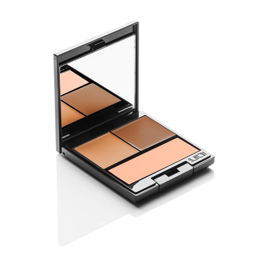 6 - Brown / Chocolate / Apricot Powder - tri-color palette with brown and chocolate brown cream concealer and apricot powder 