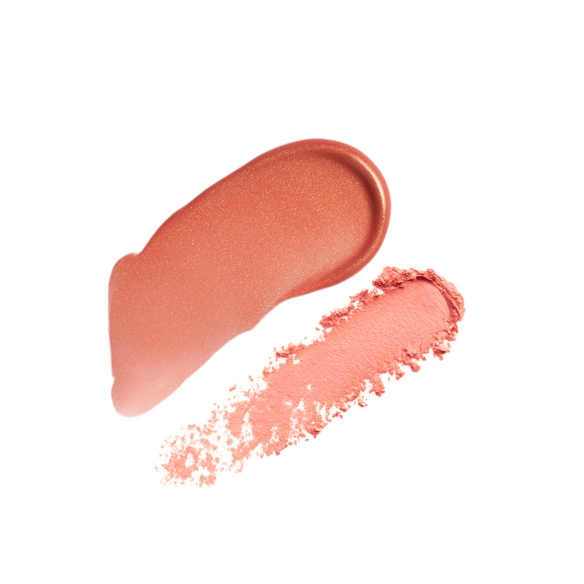 PARFAIT - PINKY CORAL - swatches of liquid and powder blush in shade parfait